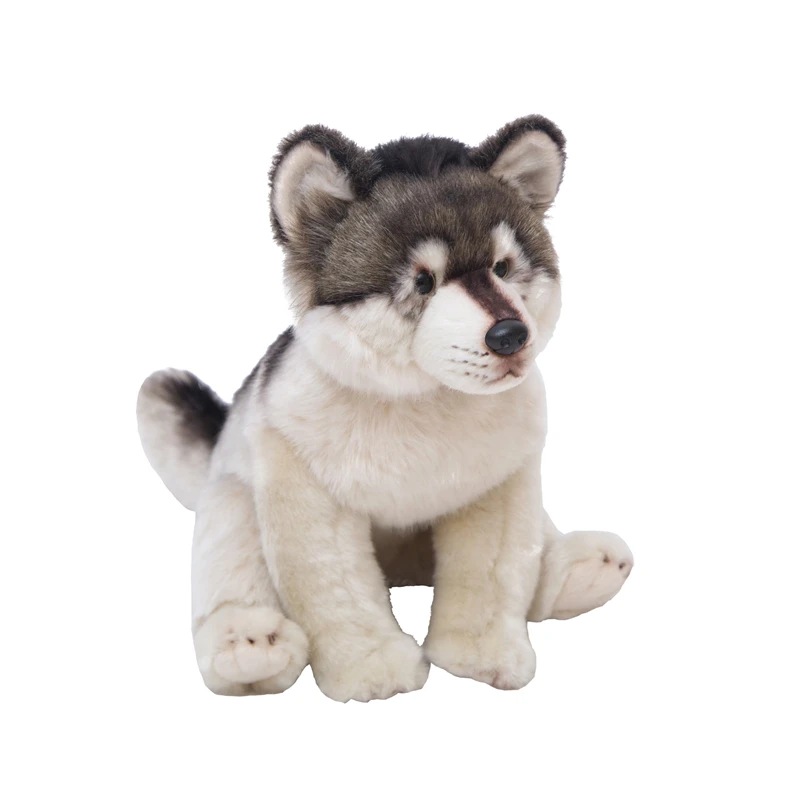 Имитация игрушка «волк» Детские творческие имитация волка плюшевые псевдо-карта подарок на день рождения кукла - Цвет: Белый