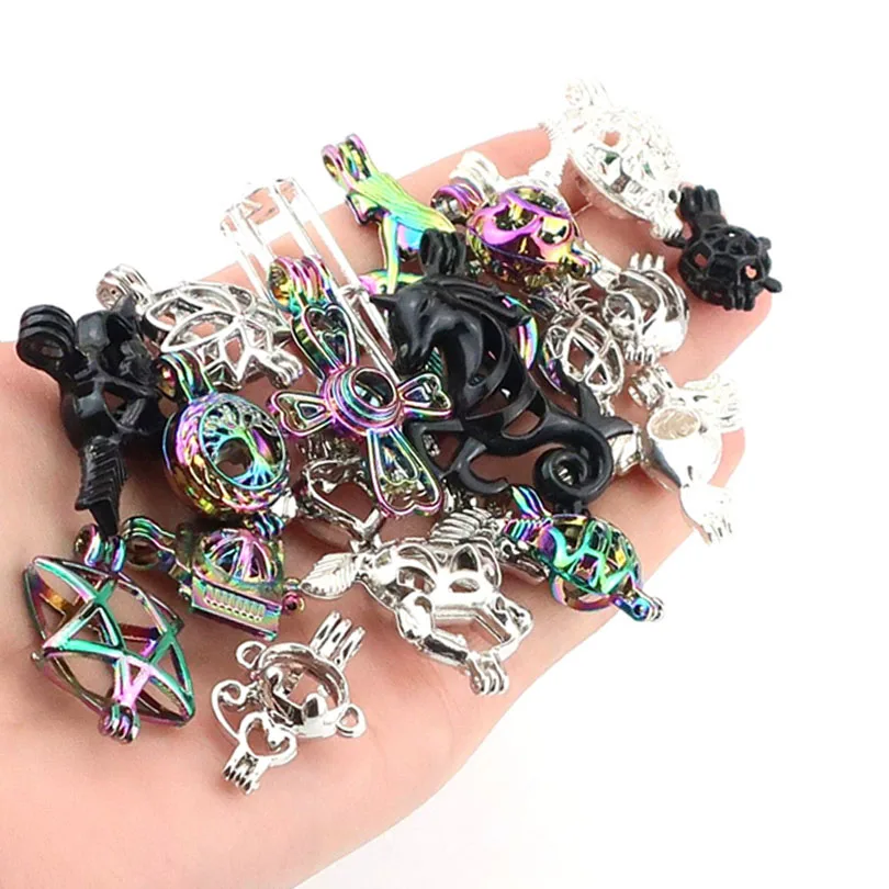 

20pcs Mixture Animal Cross Pearl Cage Pendants Aromatherapy Essential Oil Diffuser Handmade Jewelry Necklace