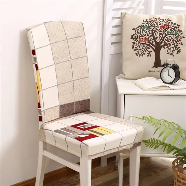 2PCS/Lot Kitchen Chair Cover 18 Colors Plain Pattern Printing Chair Covers Spandex Stretch