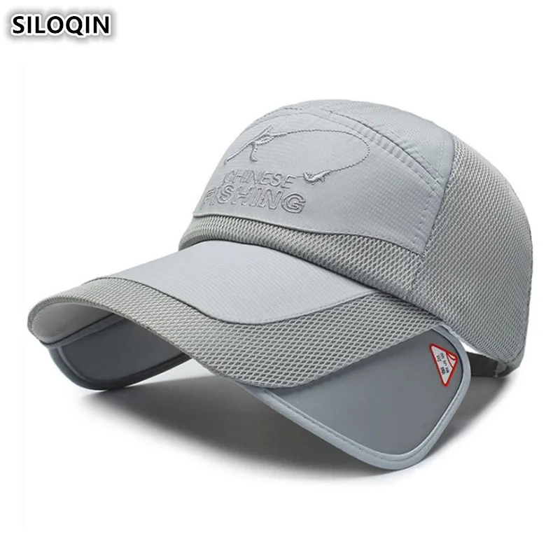 

SILOQIN Snapback Cap Men's Grid Breathable Baseball Caps 2019 New Women's Ponytail Mesh Hat Novelty Retractable Visor Large Hats