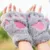 1Pair Women Girls Winter Warm Soft Bear's Paw Furry Thicking Half Finger Gloves Fluffy Mitten Cute For Daily Life