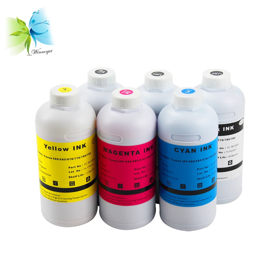 Winnerjet 6 цветов 1000 мл бутылки многоразового использования чернила для канона iPF 670/680/685/770/780/785 принтеров