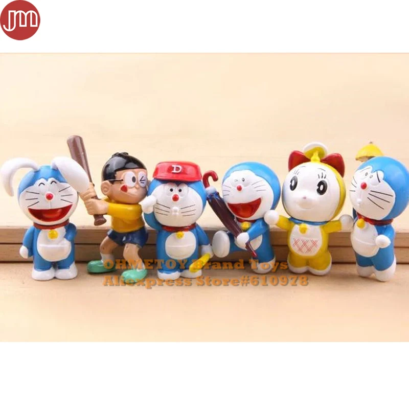 

OHMETOY 6PCS Doraemon Toys Baseball Nobita Nobi Action Figures STAND BY ME 5cm Anime Model Children Gift Collection