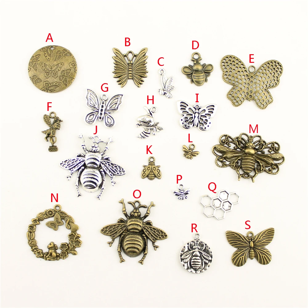 20Pcs Animal Butterfly Bee Charms Pendant For DIY Jewelry Making