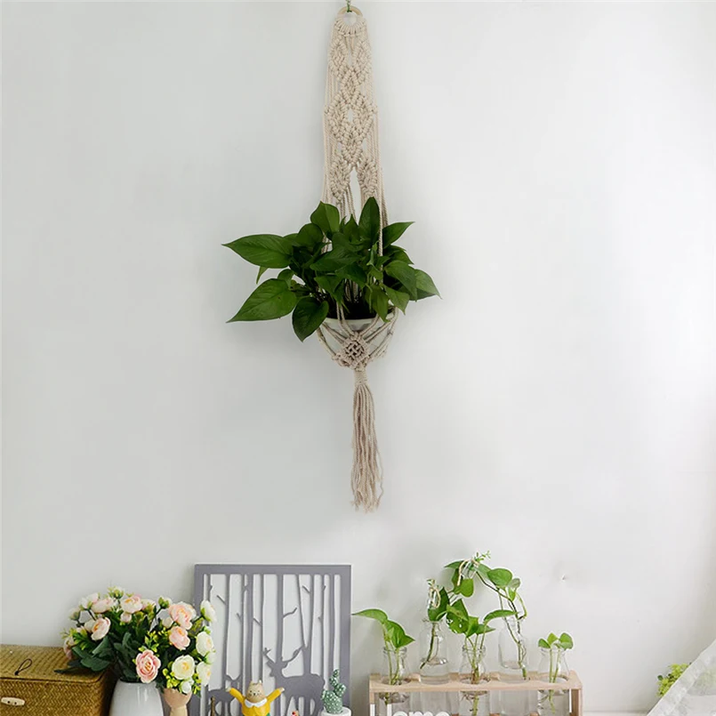  2018 New Macrame Rope Plant Hanger Garden Flower Pot Holder Hanging Basket Decoration F#4S20 (4)