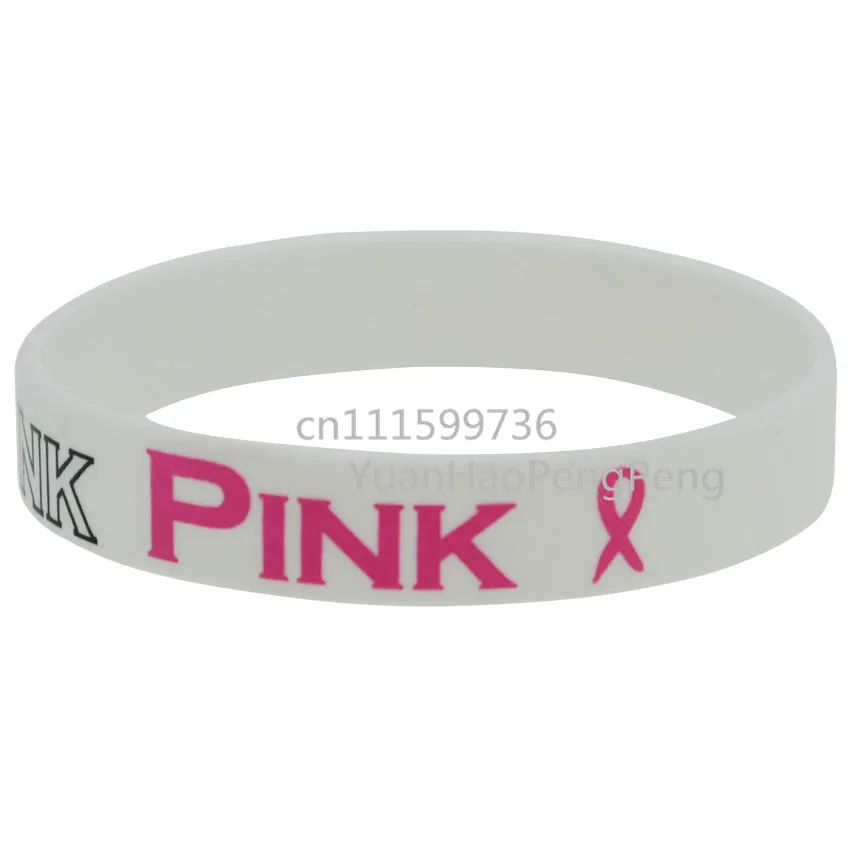 50 шт./лот браслет с розовой лентой и логотипом|cancer silicone bracelets|silicone wristband printingbracelet