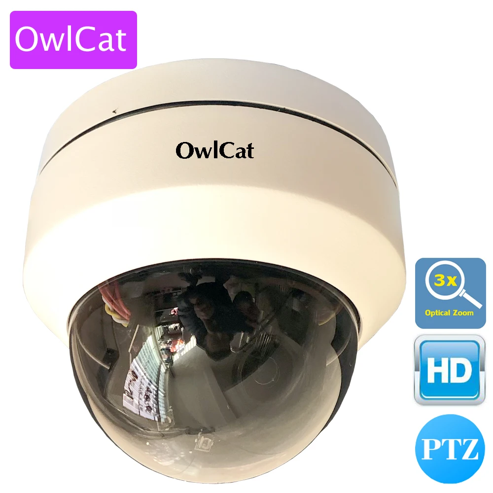 

OwlCat Mini Security CCTV PTZ Dome IP Camera 3X OpticaL Zoom Auto Foucs Video Surveillance Network Camera Outdoor IR ONVIF