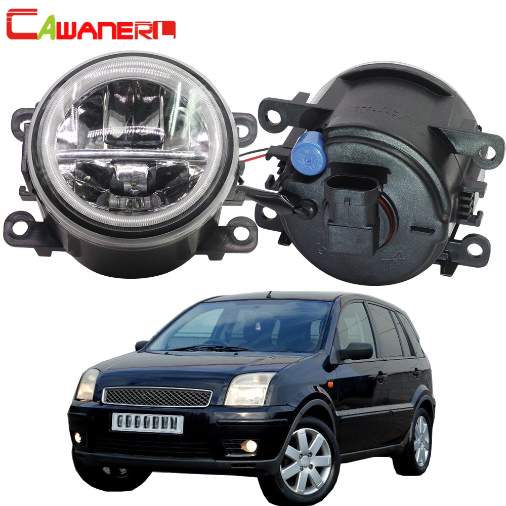  Cawanerl Car H11 4000LM LED Bulb Front Fog Light + Angel Eye DRL Daytime Running Light 12V For Ford - 32994176690