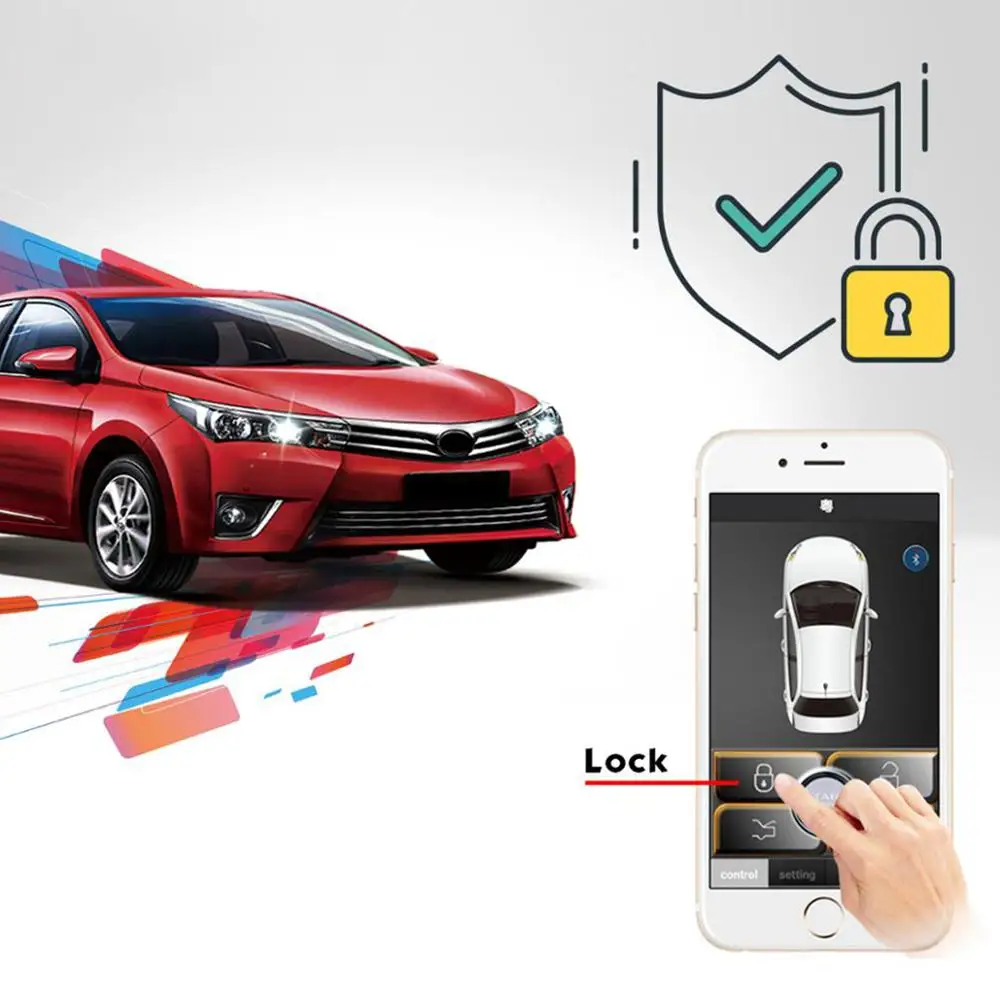 MACTAK SmartPhone Control PKE Car Alarm System Kit Smart Passive Auto Central Locking Car Door Keyl