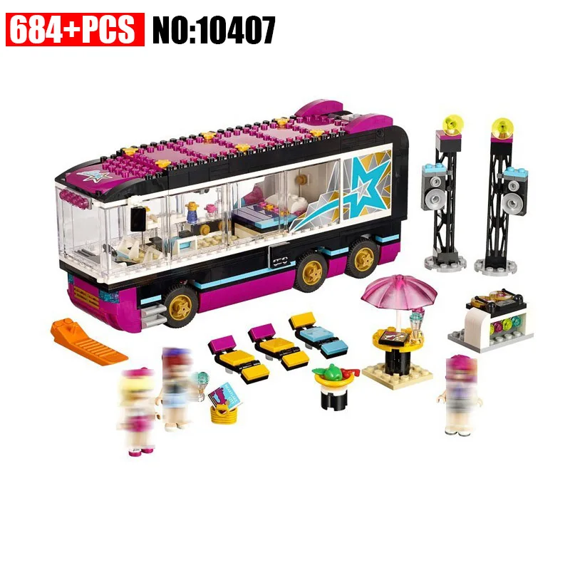 10407 Compatible with Friends 41106 684pcs Pop Star Tour Bus Figure building blocks DIY Bricks toys for children 10407 Compatible with Friends 41106 684pcs Pop Star Tour Bus Figure building blocks DIY Bricks toys for children
