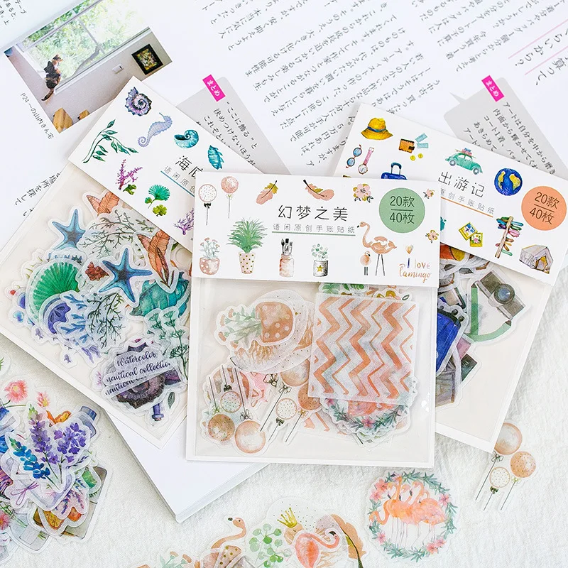 40Pcs Bag Fantastic Creative Sticker Child Diy Toy Calendar Album Deco Diary Scrapbooking Planner Material Gift huismerk kopen in de aanbieding