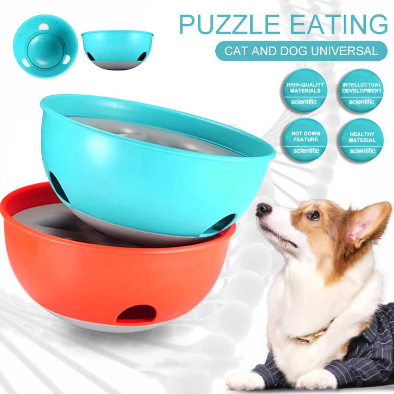 New Pet Dog Bowl Tumbler Slow Feeder Anti Leakage Food IQ Treat Ball Dog Toys for Pet Cat Food Water Feeding Dish Feeder