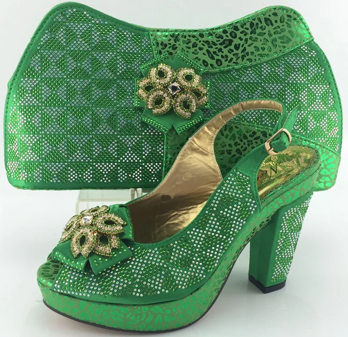 Nigerian Wedding Shoes And Matching Bag Set With Stones High Quality font b Woman b font