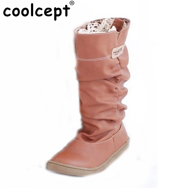 

2016 New Fashion Spring Autumn Casual Shoes Princess Sweet Women Boot Stylish Flat Shoes Fashion Mid-Calf Boots Size34-39
