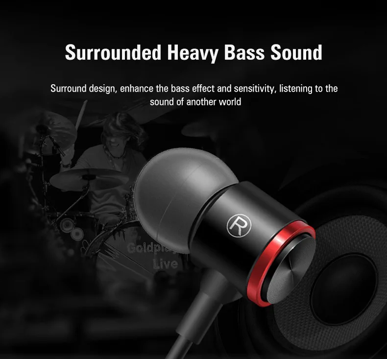 Duszake S320 Stereo Bass Headphone In-Ear 3.5MM Wired Earphones Metal HIFI Earpiece with MIC for Xiaomi Samsung Huawei Phones