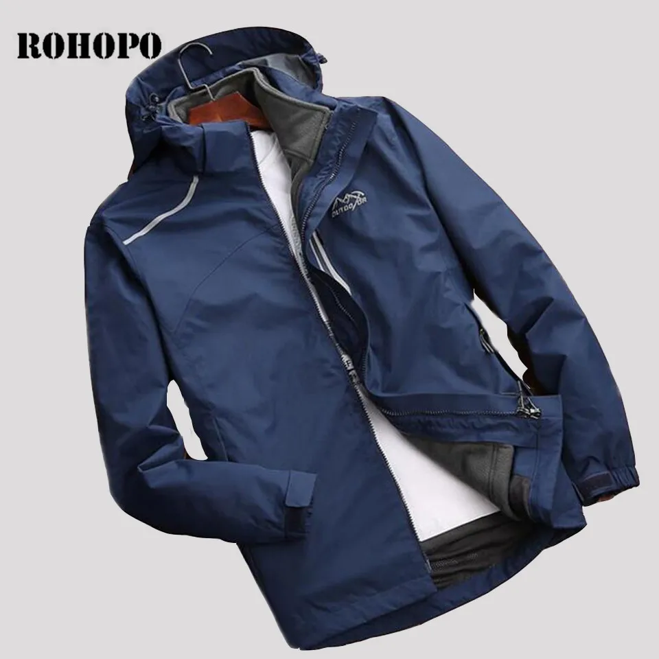

ROHOPO Waterproof fleece liner deportes jacket men spring 2019,detachable linner & hat alpinismo intemperie coat keep warm male