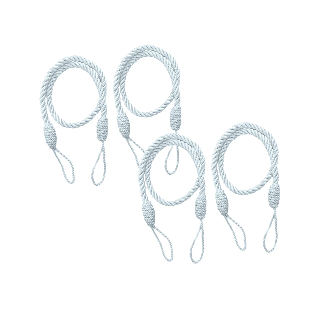 4 PCS Rope Curtain Tiebacks Tassel Thick Twisted Living Room Bedroom Decoration Silver Grey