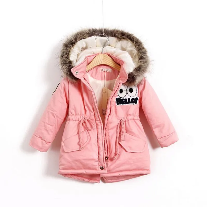 

Winter Parkas For Girl Fur Collar Hooded Thicken Coats 2018 New Arrive Casual Outwear Long Parkas Children Clothing Girls Kids