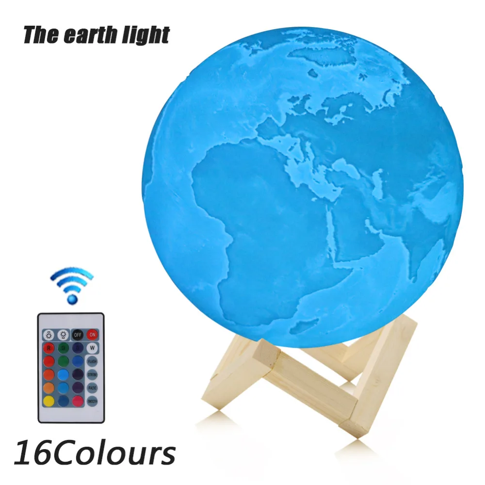 

Coquimbo 3D Light Print Earth Lamp Rechargeable Change Touch USB LED Night Light Home Decor Creative Gift For Children Moon Lamp