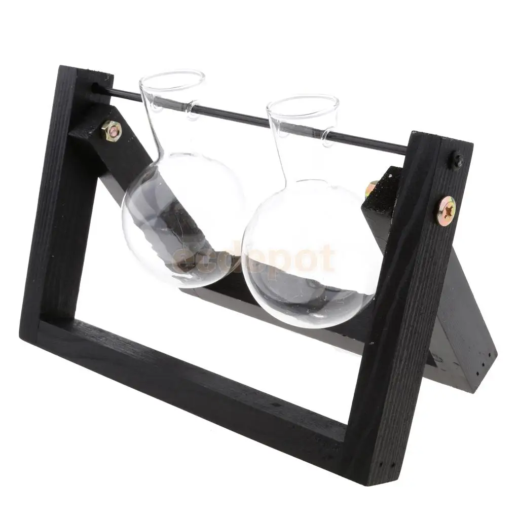 Rustic Wedding Decor Hanging Glass Flower Vase Hydroponic Bottle Container With Wood Tray