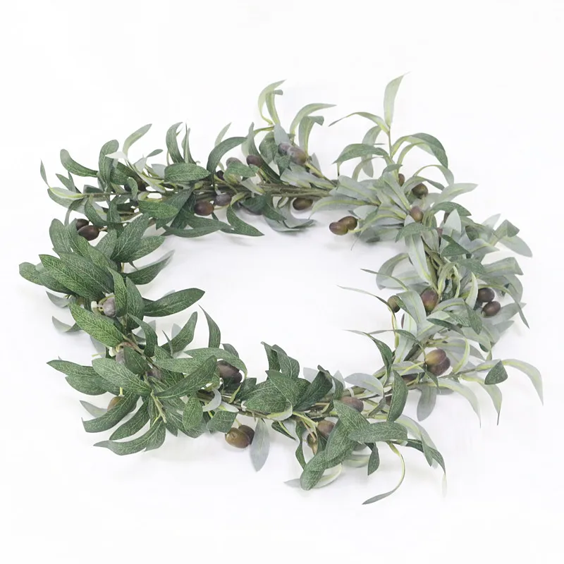 Flone Simulation Olive Branch Artificial Green Plant Leaves Artificial Flowers Branch For Home Wedding Party Decor (6)