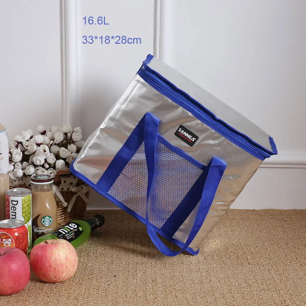 SANNE, алюминиевая фольга, термальная, для женщин, карамельный цвет, кулер, сумки для льда, изолированная, сумка-холодильник для детей, студентов, еды, пикника, сумка-холодильник CL504 - Цвет: 16.6L Blue