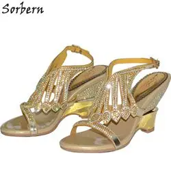 

Sorbern 2018 Women Crystal Wedges Sandals 8CM Luxury Rhinestone Roman Sandals Beading Buckle Strap Shoes Hot Sale