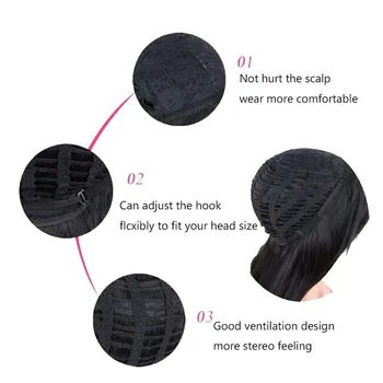 LISI HAIR Blonde Long Straight Wig With Bangs Synthetic Hair Wigs Bang With Wig For Woman Black Brown Heat Resistant Wigs 6