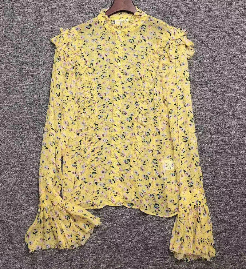 yellow print blouse