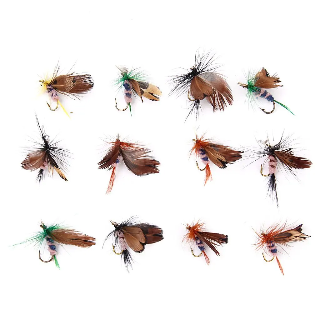 

Good deal-12 pcs Butterfly Design Dry Fly Fishing Bait Hook Accessories