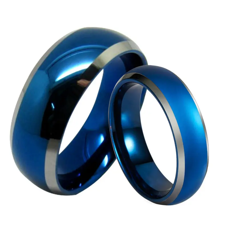 Queenwish 6mm/8mm Infinity Blue Silver Tungsten Carbide Ring Wedding Band Statement Dropshipping