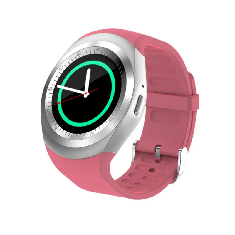Bluetooth Y1 Смарт-часы Relogio Android SmartWatch телефонный звонок GSM Sim Удаленная камера Дисплей информации спортивный шагомер - Цвет: Розовый