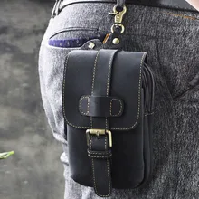 Настоящая Натуральная кожа поясная сумка кожаный чехол для телефона из натуральной кожи Винтажный Мужской ремень для сотового телефона поясная сумка