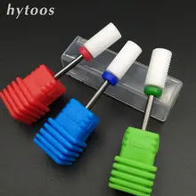HYTOOS 3 Type Barrel Ceramic Nail Drill Bit Rotate Burr Nail Milling Cutter Bits For Manicure