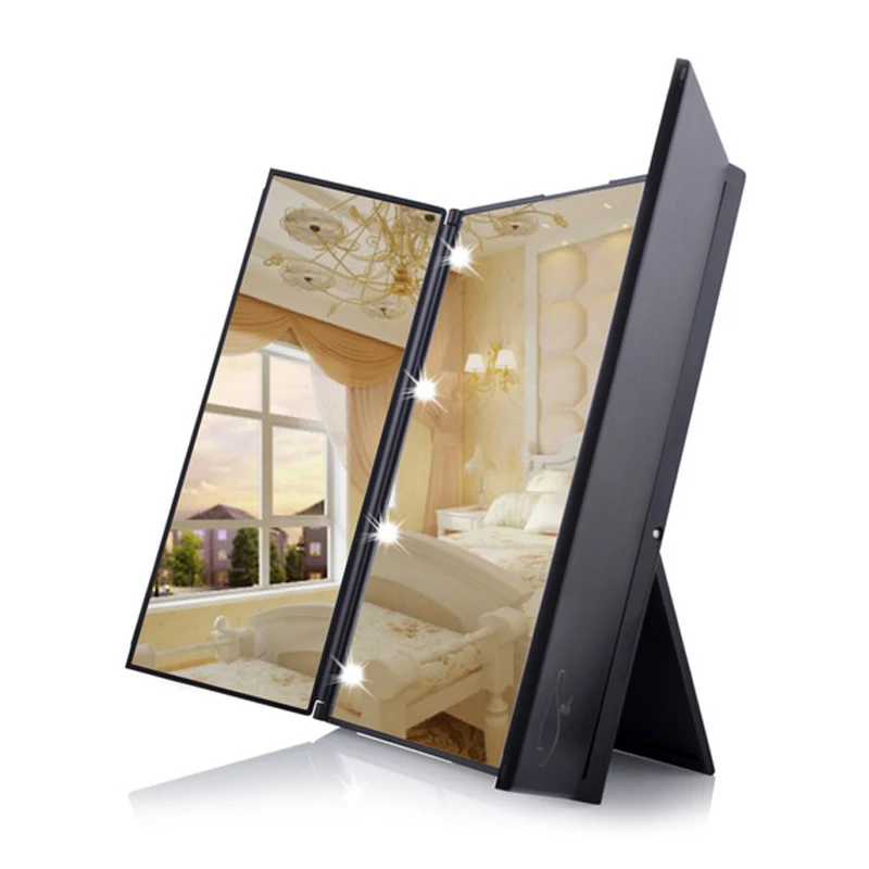 

Beauty Export three side fold LED light mirror Japanese hot light folding mirror with three mirrors