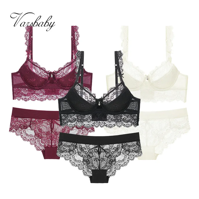 Varsbaby 3 Sets/Lot ladies sexy underwear lace underwire bra push up