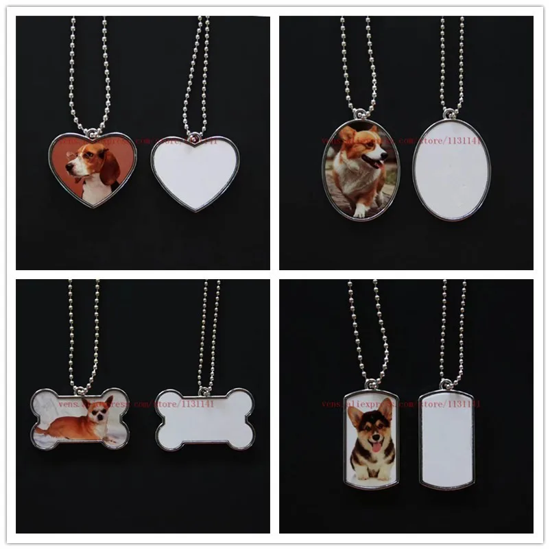 

sublimation dog tag bone shield shape necklaces pendants hot transfer printing blank consumables 35pieces/lot print two sides