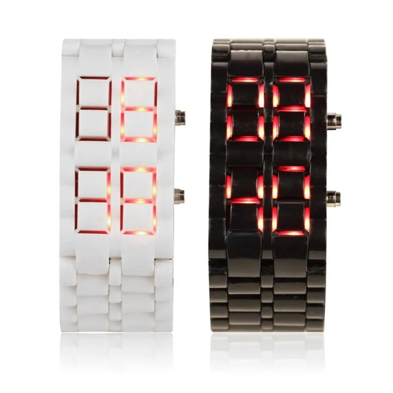 Мужские часы унисекс с пластиковым браслетом из лавы, железного самурая, металлические креативные часы, светодиодный, Безликие цифровые наручные часы для женщин