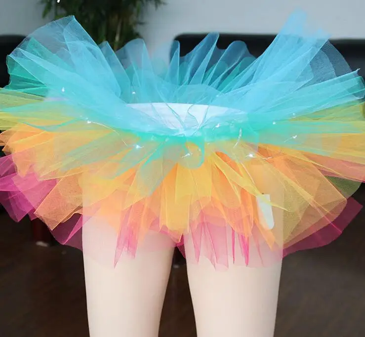 Hot-Sexy-Women-LED-Light-Up-Neon-Fancy-Rainbow-Tutu-Fancy-Halloween-Costume-Adult-Skirt-TFS