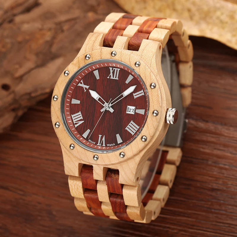 2017 Luxury Brand Natural Wooden Men Quartz Watch with Wood Band