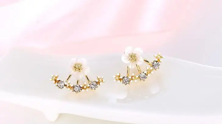 Новые модные хрустальные серьги гвоздики с цветком букле d'oreille для женщин