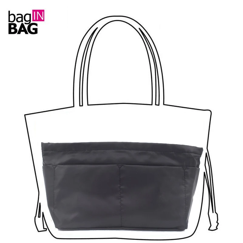 

Pink bag Insert Organizer With 10 Different Size Pockets Double Layer Brand Cosmetics Bag Double Compartment Bag With Zipper