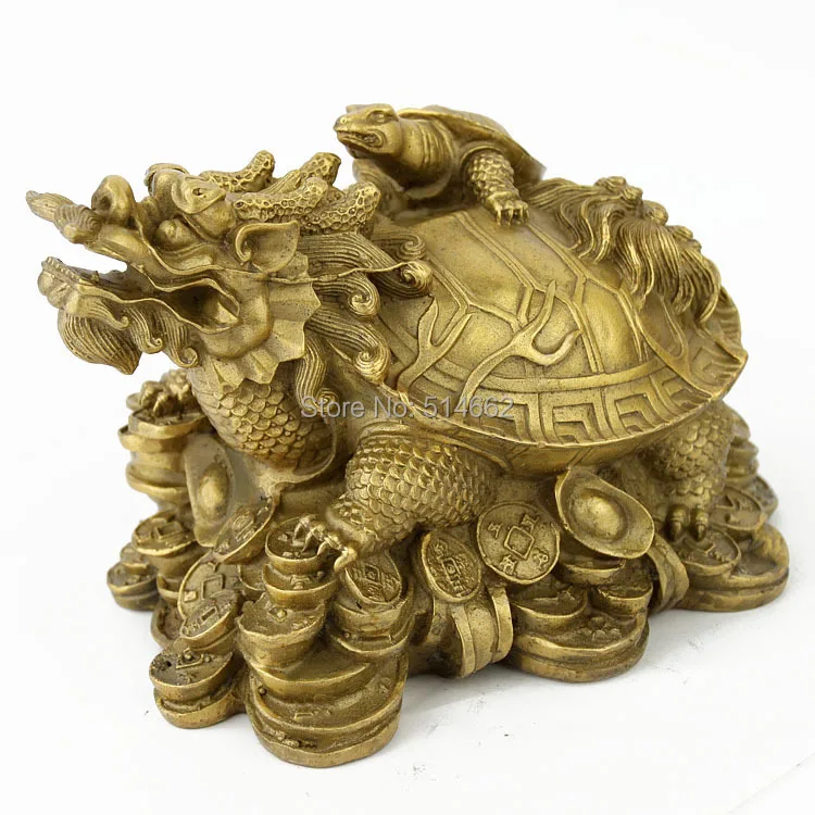 Фэншуй латунь черепаха-Дракон статуи