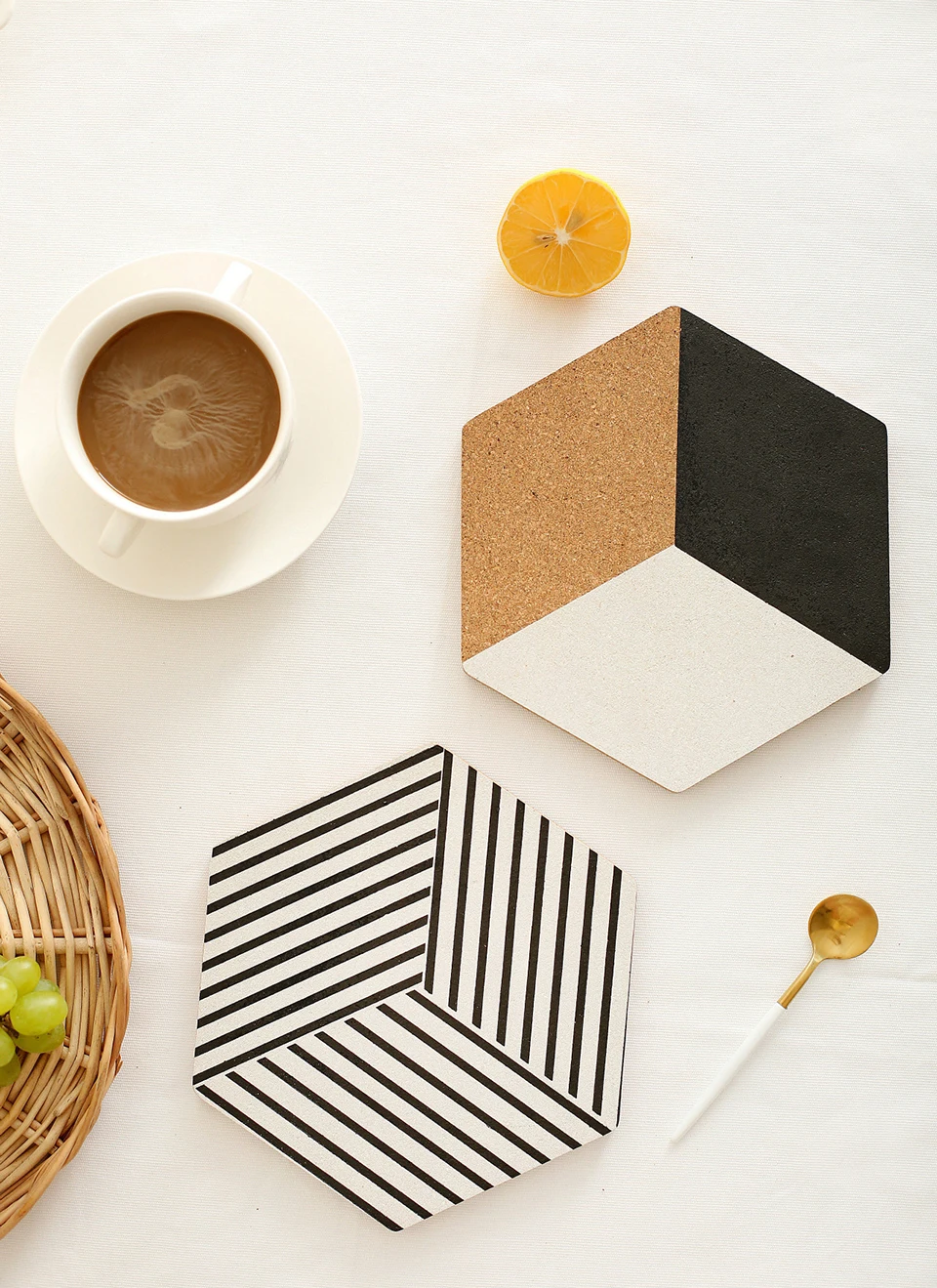 LIYIMENG 2Pcs Set Fashion Wood Coaster Coffee Cup Mat Tea Pad Dining Nordic Style Soft Wooden Placemats Decoration Accessories13
