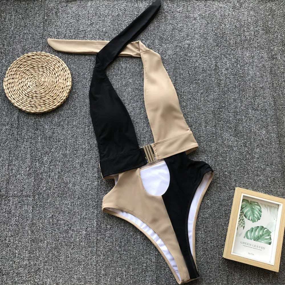 

Polyester No Wire Rim Fashion Padded Leopard Pattern Hollow Slimming Sexy Diving Women Swimsuit Bikini One Piece Quick-drying