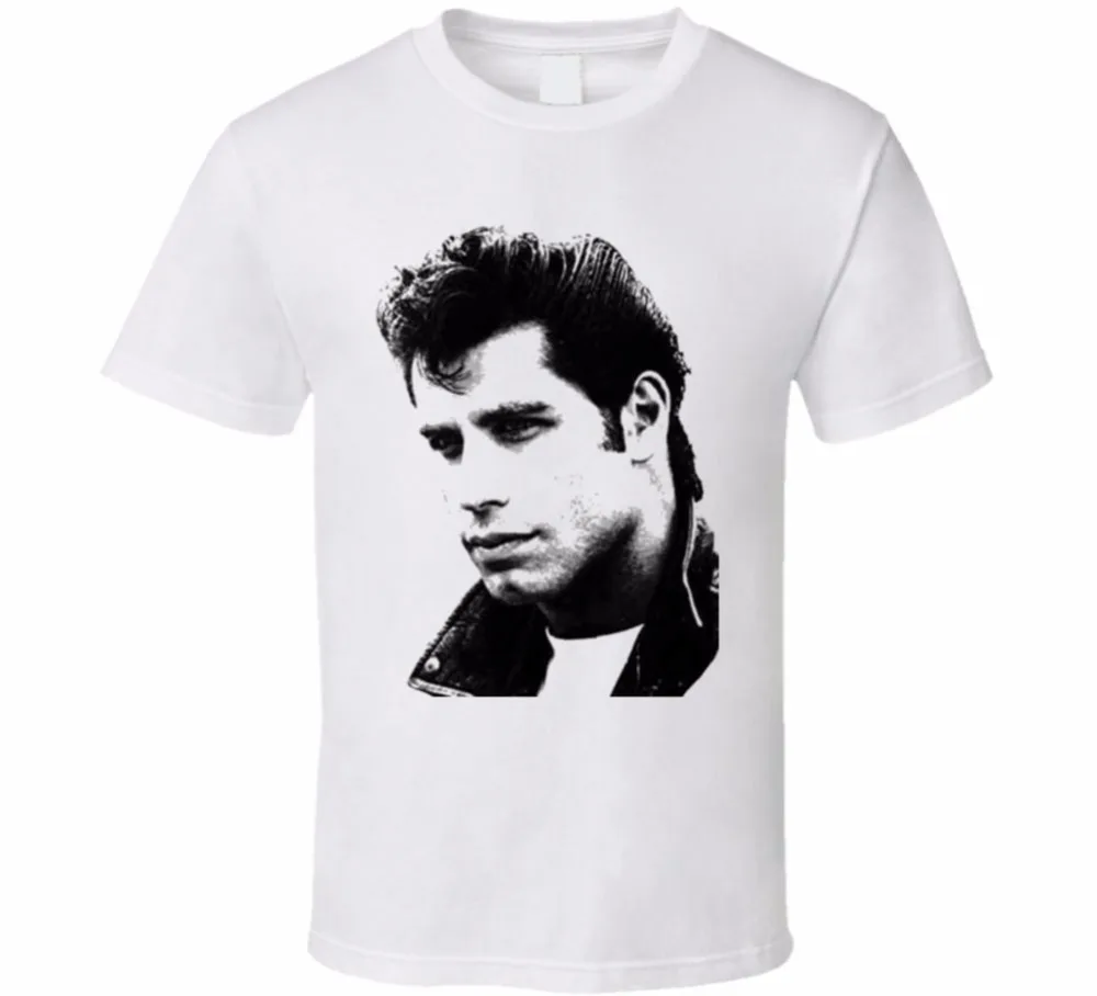 High Quality Custom Printed Tops Hipster Tees Crew Neck Funny Short Sleeve John Travolta Grease 