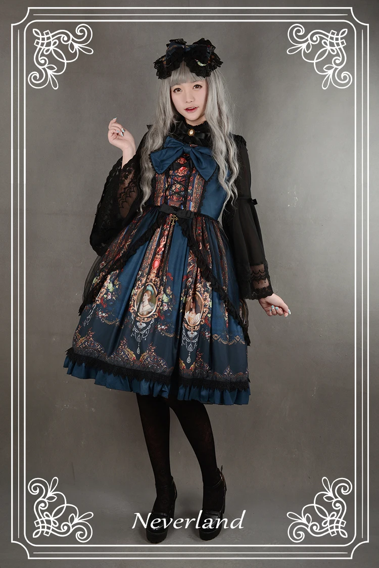 Soufflesong эксклюзивный дизайн платье лолиты "Мир рококо" Печатный Винтаж Лолита JSK с кружевом пальто