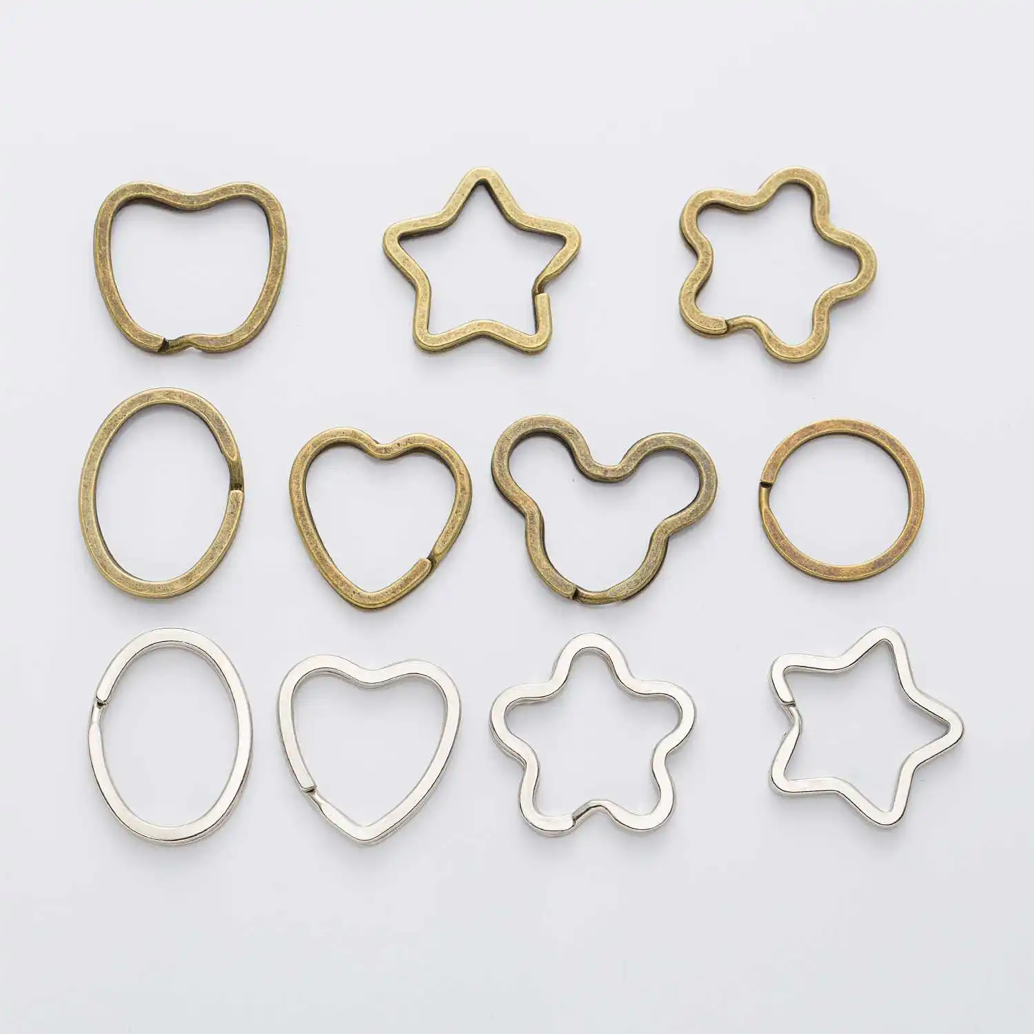 

2 Piece Silver Plated Star Heart Oval Flower Split Rings Key Rings Connectors Findings DIY Accessories Jewelry Making 31-36mm