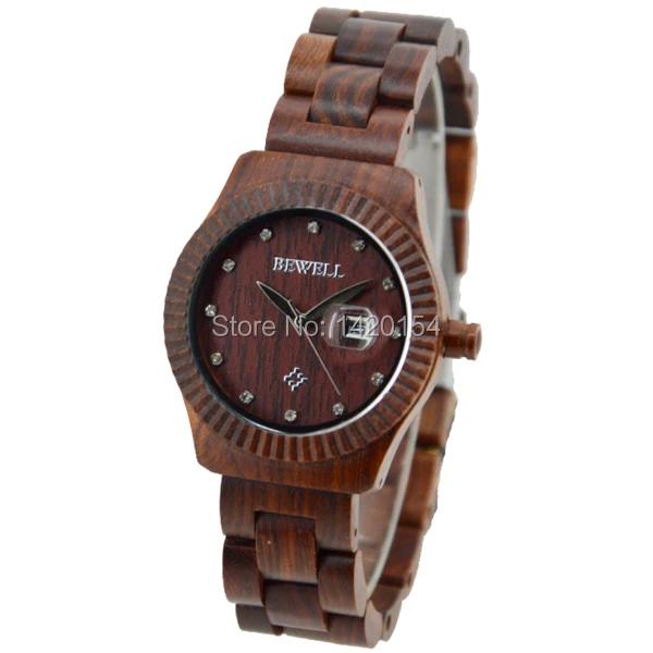 

2016 Bewell Womens Diamond Dress Wood Wrist Watches with Date