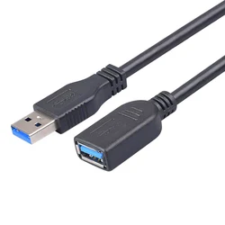 USB 3.0 Extension Cable Male to Female - Data Sync Extender for Computer and Hard Disk (Various Lengths Available) (Black)